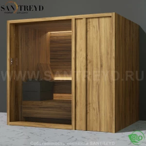 Effegibi YOKU.D105 BI.70200005 Био-сауна с правой дверью. Мощность: 12 кВт макс. Размеры: длина 230 см, ширина 200 см. Отделка: термообработанное дерево