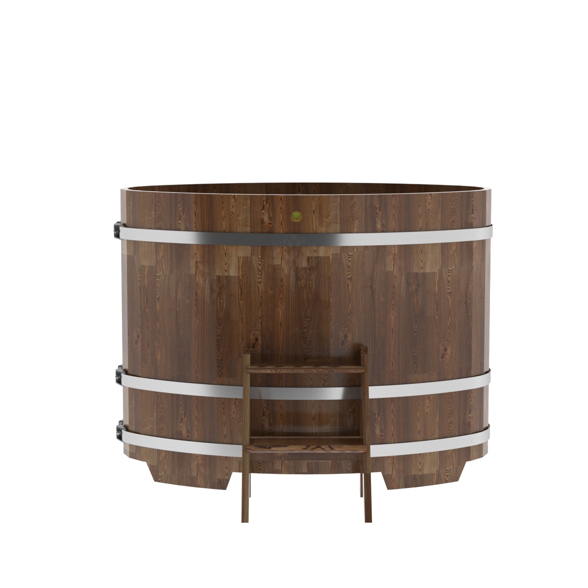 1495 Купель овальная из сращенных ламелей лиственницы 0,80х1,42х1,1 морёная Alyarus  - Вид №3