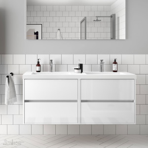 85097 SALGAR Мебель для умывальника NOJA 1400 WHITE GLOSS LACQUERED + Раковина Глянцевый белый