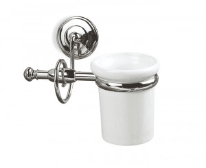 I10(08-BI) Stil Haus Idra, настенный керамический стакан, цвет хром - белая керамика