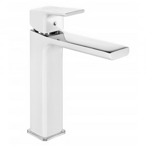 104888003st  Смеситель для раковины среднего размера Tiera - Экономия воды - Белый-Хром