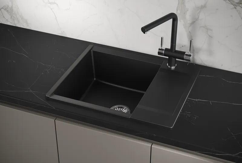 ES-6202, ТУРМАЛИН, кухонная мойка, кварц, ESTETICA GRANULA 6202-ST213 - Вид №1