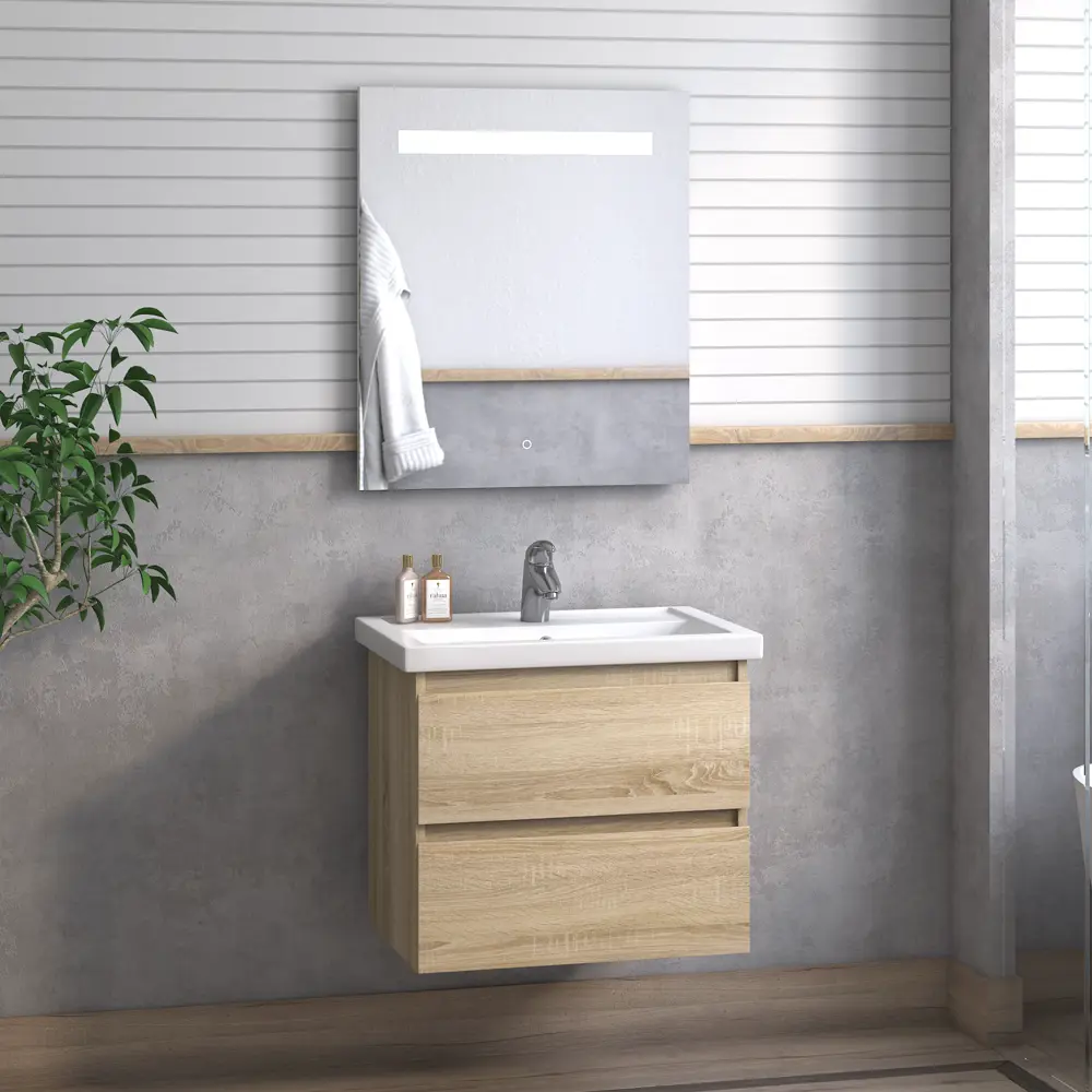Тумба под раковину подвесная Matteo 50 см цвет дуб сонома VIGO STLM-2047335 - Вид №4