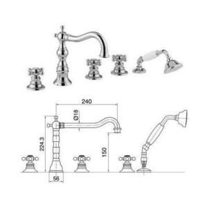 Смеситель на борт ванны хром Arcadia BN.ARC-8380CR