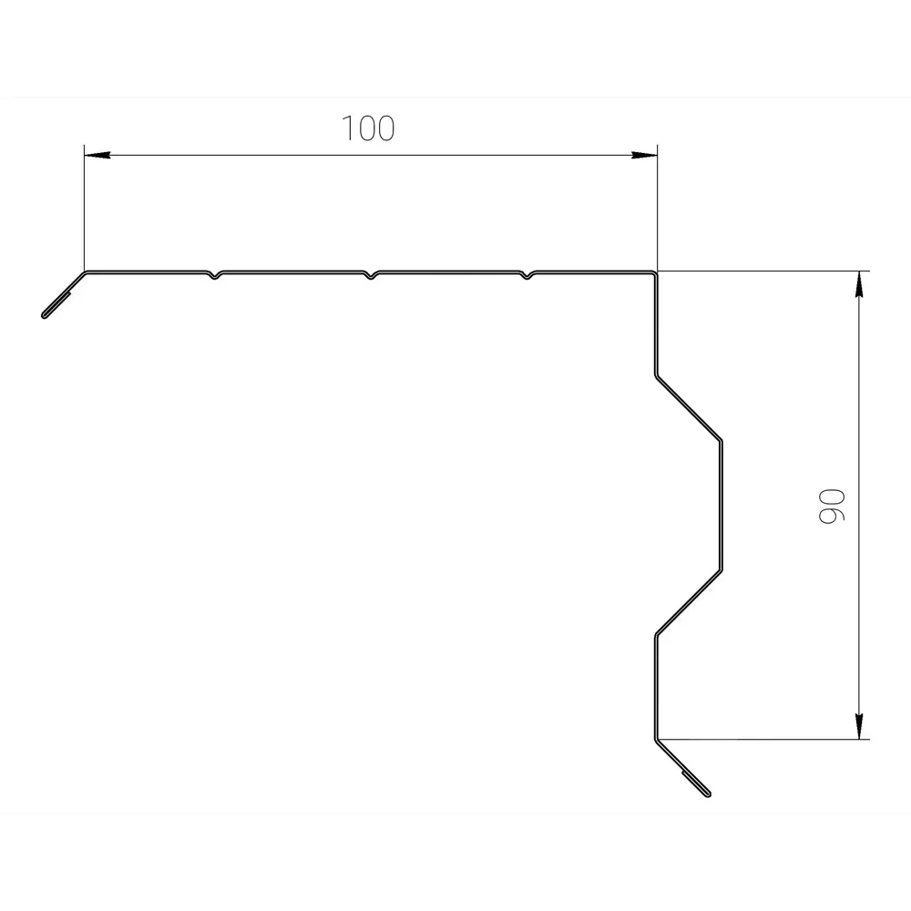 Планка ветровая для металлочерепицы 90x100 мм 2 м 0.4 мм оцинкованная Santreyd STLM-2007568 - Вид №1
