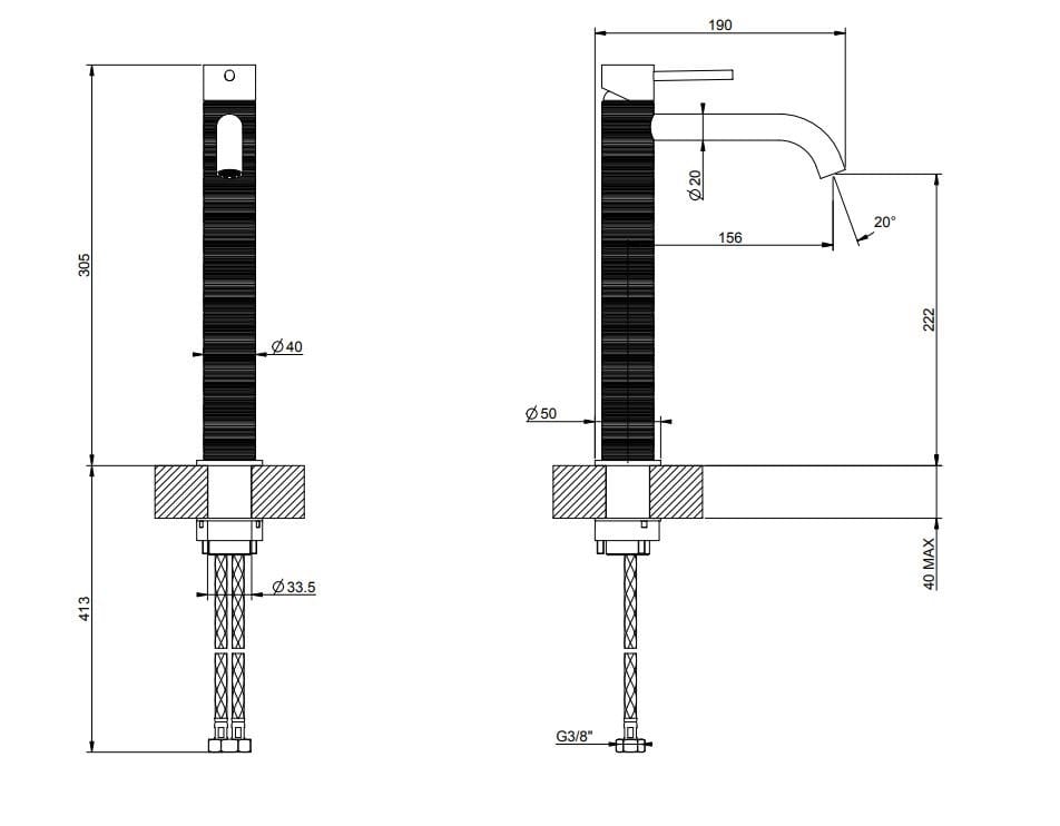 Смеситель для раковины из нержавеющей стали Gessi Messi316 ARCH-00009686 - Вид №3