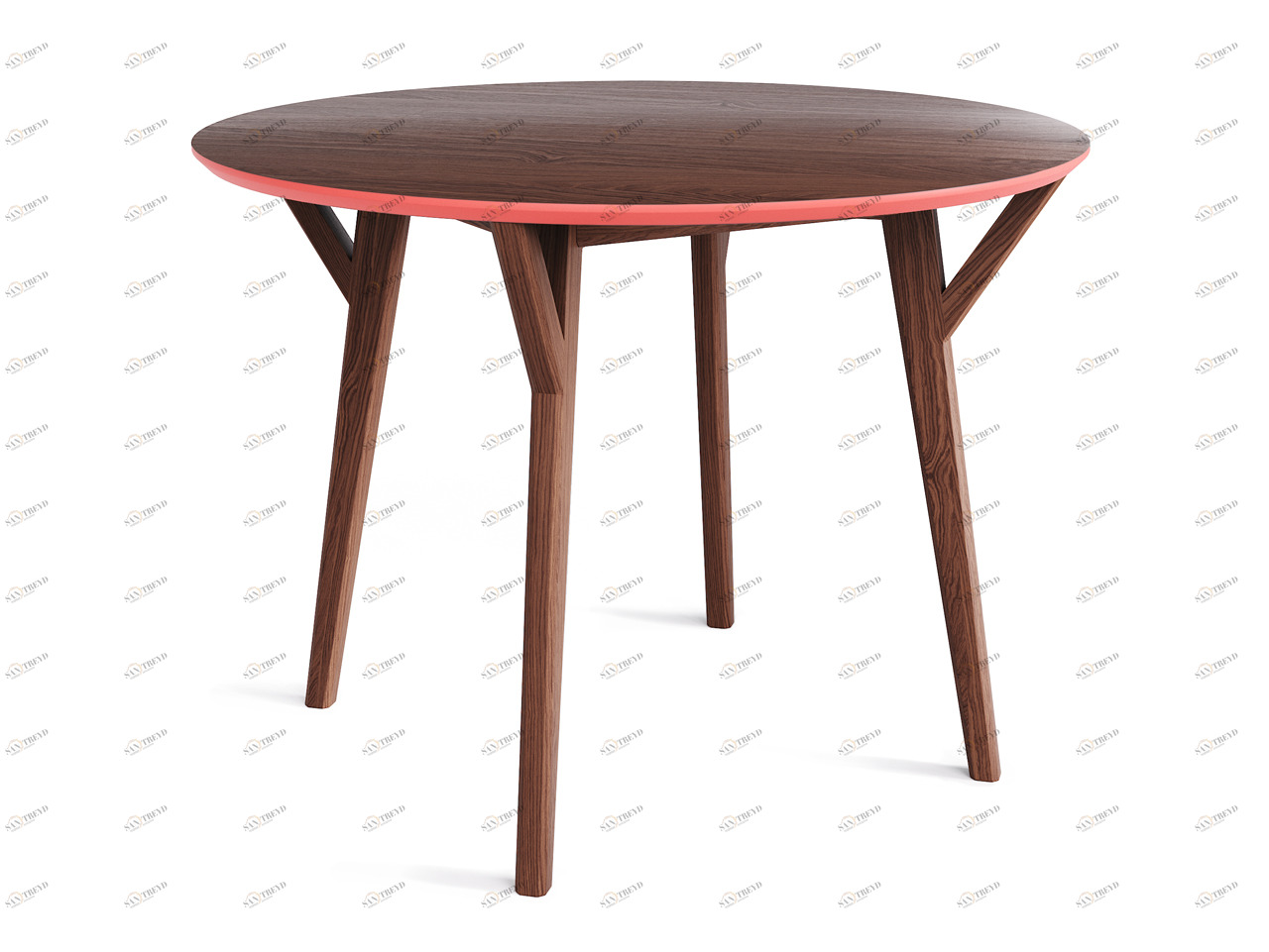 Обеденный стол круглый дуб тобакко, коралловый 102 см Circle THE IDEA  210018 Коричневый 