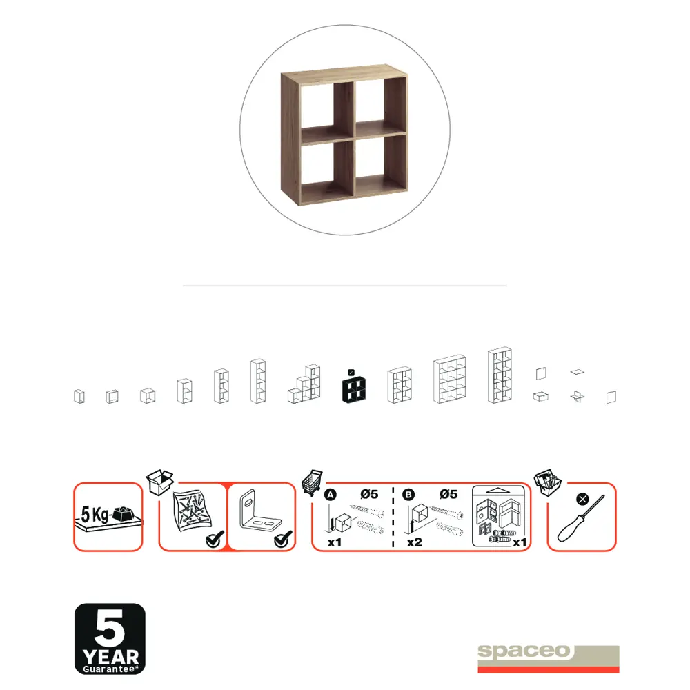 SPACEO Стеллаж модульный «Куб» 4-секционный для систем хранения 82731885 STLM-0034876 - Вид №2