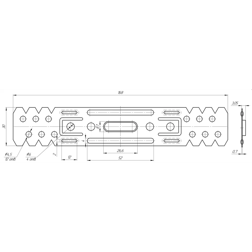 Прямой подвес 168х30х0.7 для профилей 50х27 Santreyd STLM-2071381 - Вид №2