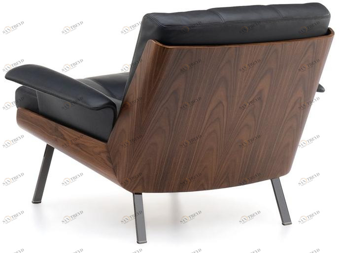 Minotti Кожаное кресло с деревянным корпусом, оснащенное подлокотниками Daiki sun-id-1428707