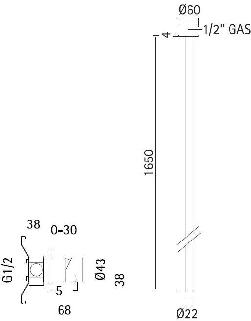 Quadrodesign Смеситель для умывальника из нержавеющей стали, потолочный Source sun-id-1372095 - Вид №2