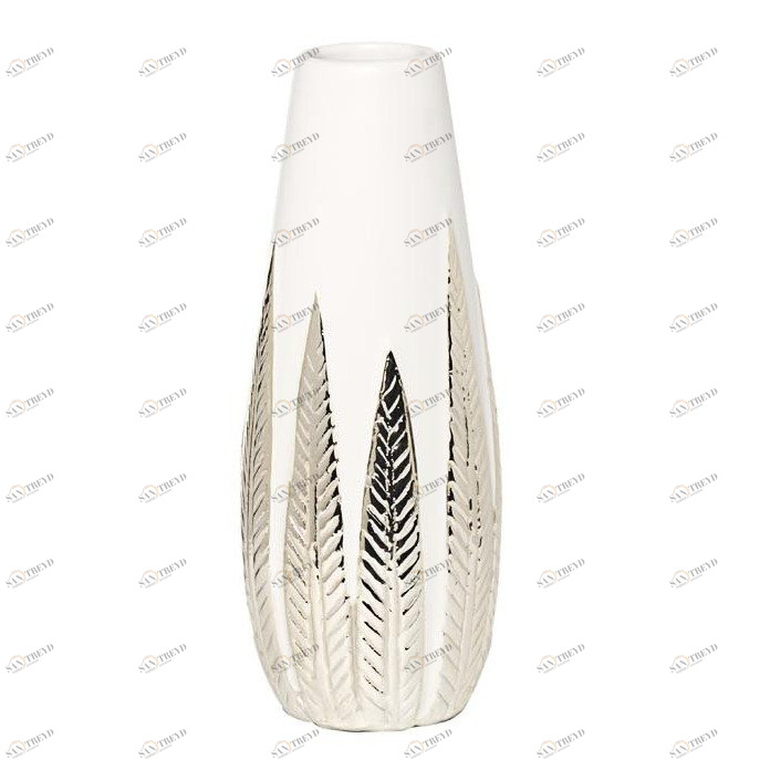 Ваза белая с серебром 28 см GARDA DECOR - 00-3886409 Белый;серебро 