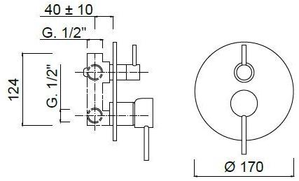 Rubinetteria Giulini Смеситель для душа с переключателем Futuro F6513-3 - Вид №1
