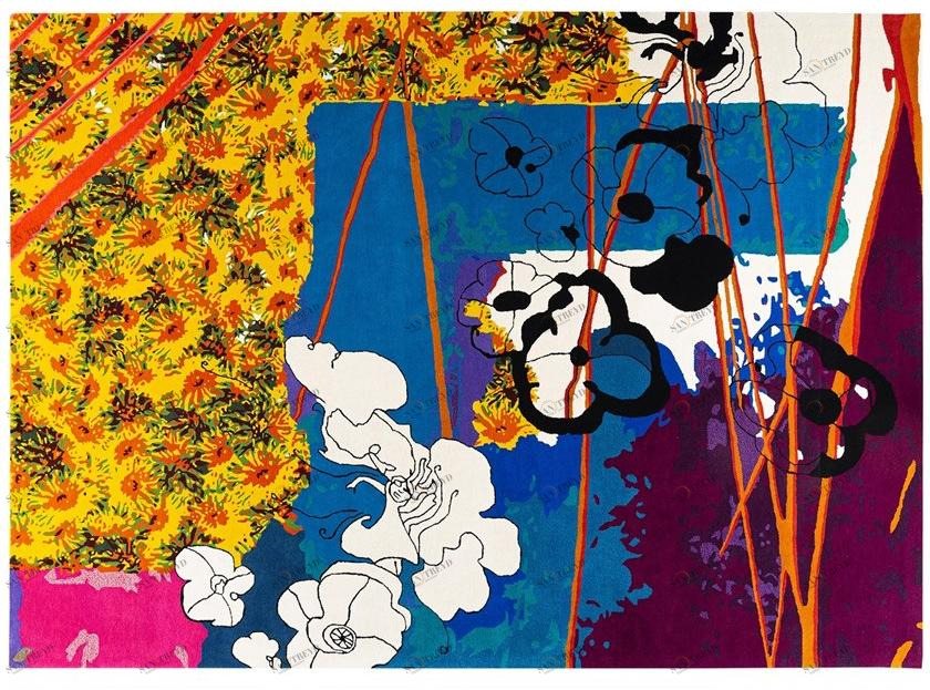 Diacasan Edition Прямоугольный шерстяной коврик с цветами ручной работы Sylvain & plume sun-id-1508210