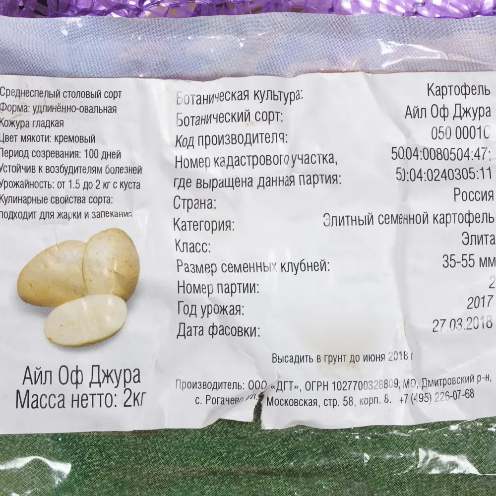 Семена Картофель семенной «Айл оф Джура» 2 кг (Элита) Santreyd STLM-2189566 - Вид №1