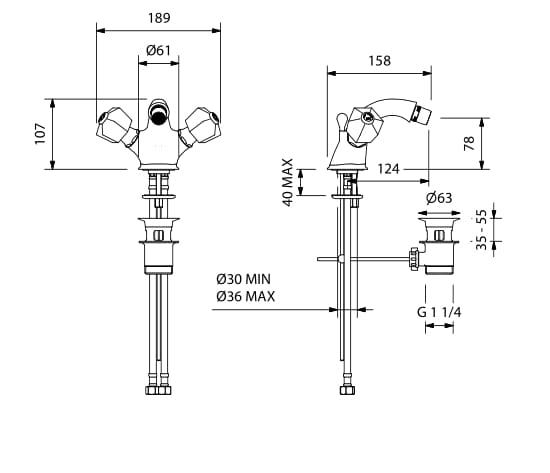 Смеситель для биде на одно отверстие с поворотным горлышком Park Avenue Белый ARCH-00053061 - Вид №2
