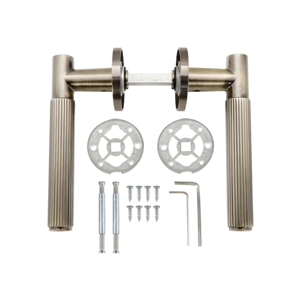 Дверная ручка на розетке KREAFORTA Норбо без запирания цвет бронза STLM-2040301 - Вид №1