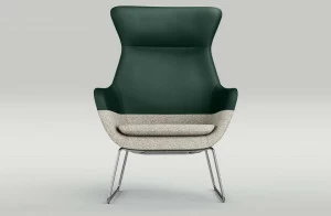 Brunner Кресло из ткани на санках с подлокотниками и высокой спинкой Crona