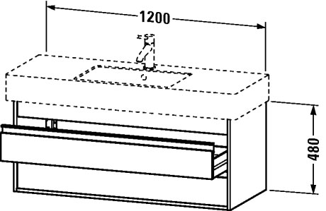 KT664200707 Ketho Тумбочка подвесная Бетонно-серый матовый декор Duravit - Вид №1