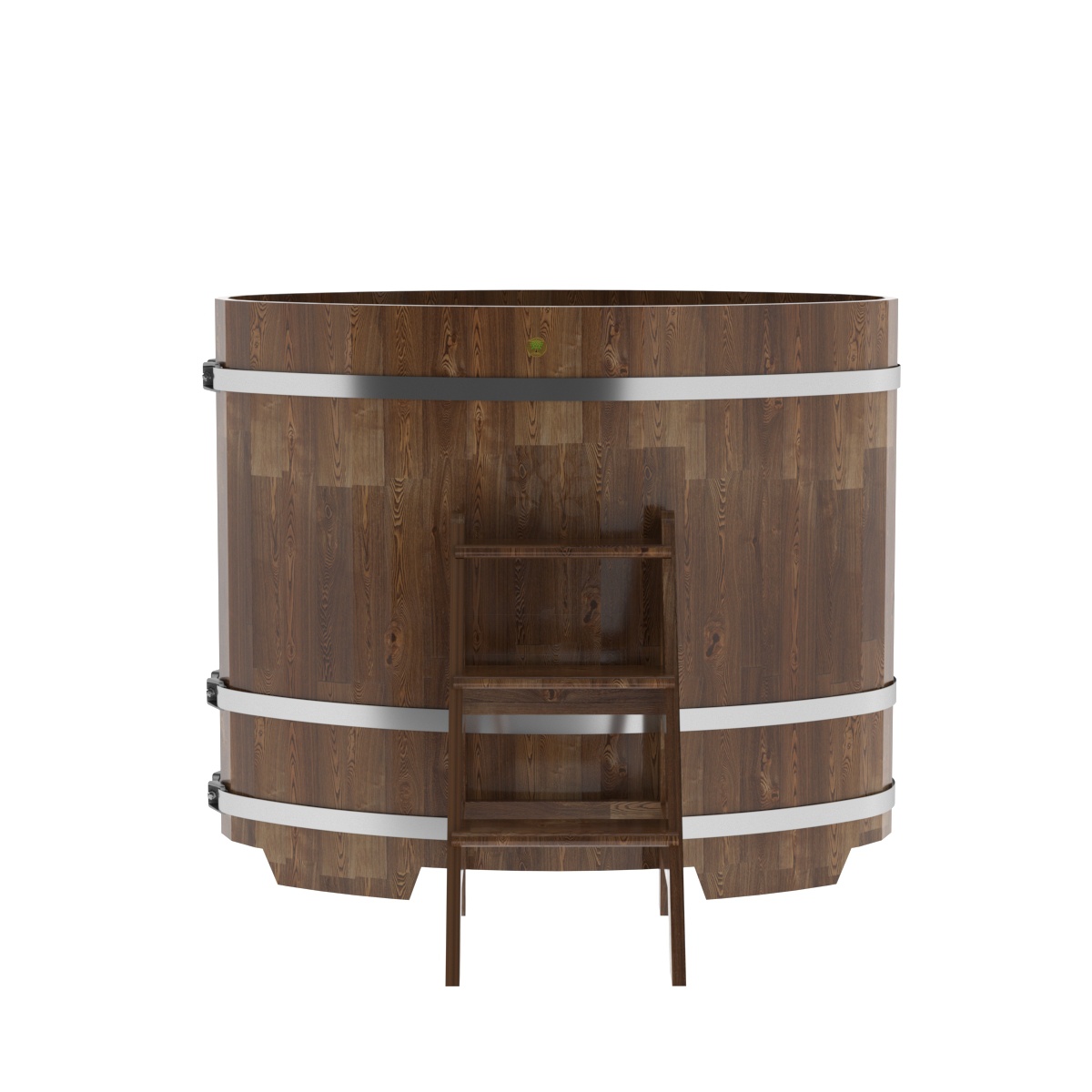 1497 Купель овальная из сращенных ламелей лиственницы 0,80х1,42х1,2 морёная Alyarus  - Вид №3