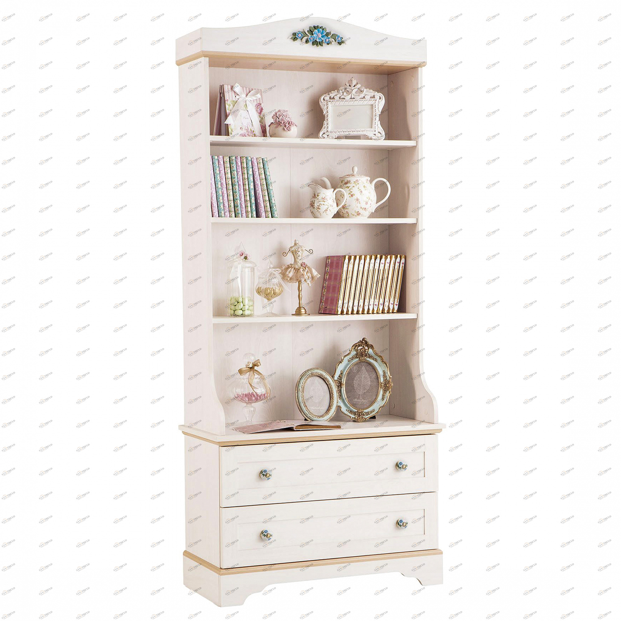 Стеллаж для книг с 2 ящиками беленый дуб Flora CILEK FLORA 00-3832191 Бежевый Santreyd