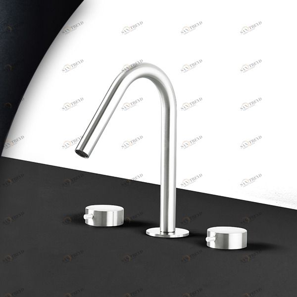 Смеситель для раковины сталь глянцевая с белой ручкой Toki Radomonte TKI23LCIL31