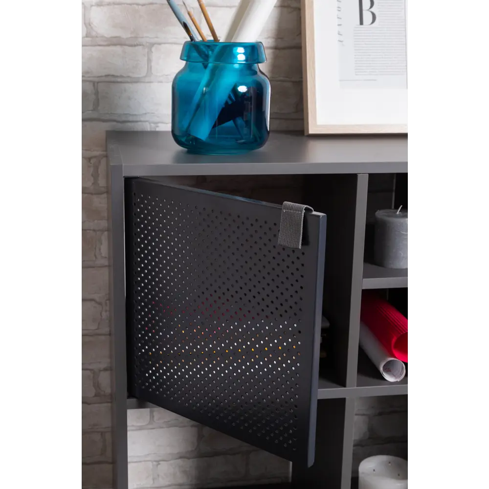 Дверь для стеллажа Spaceo Kub Paris 32x32 см металл цвет черный STLM-2097549 - Вид №4