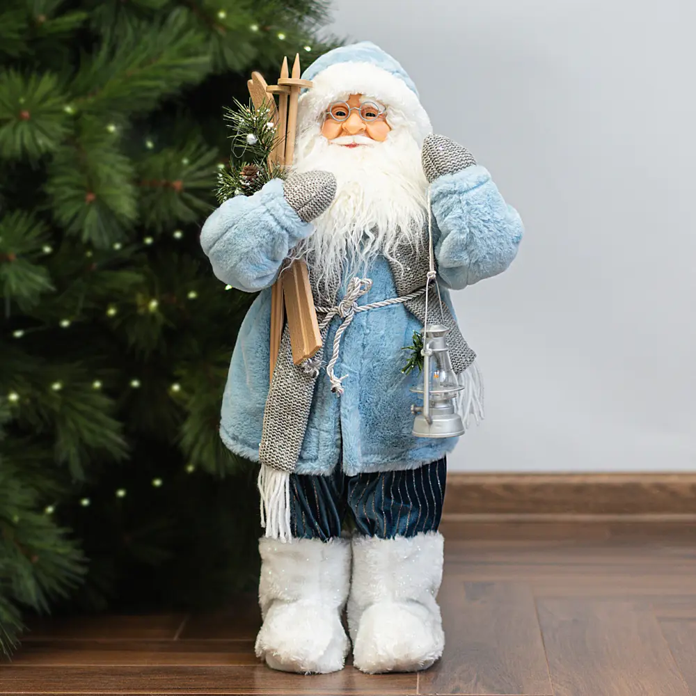 89368054 Декоративная фигура Санта с посохом 22x36 см голубой STLM-1499181 Santreyd Christmas