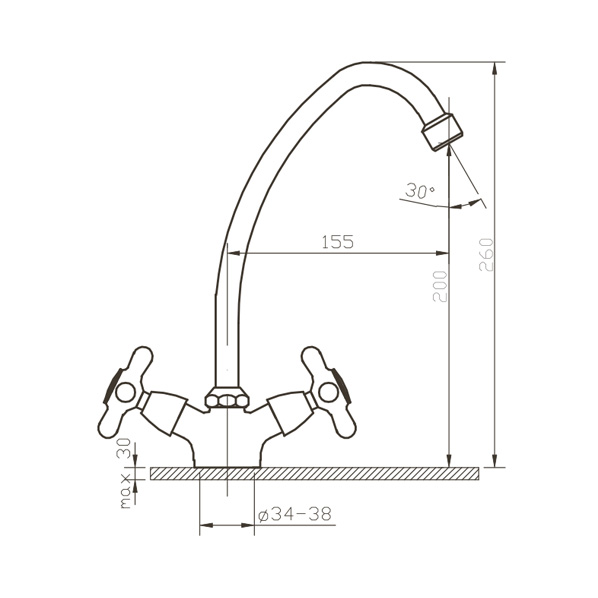 022 Retro  Смеситель для кухни  ARGO kran 022retro - Вид №1