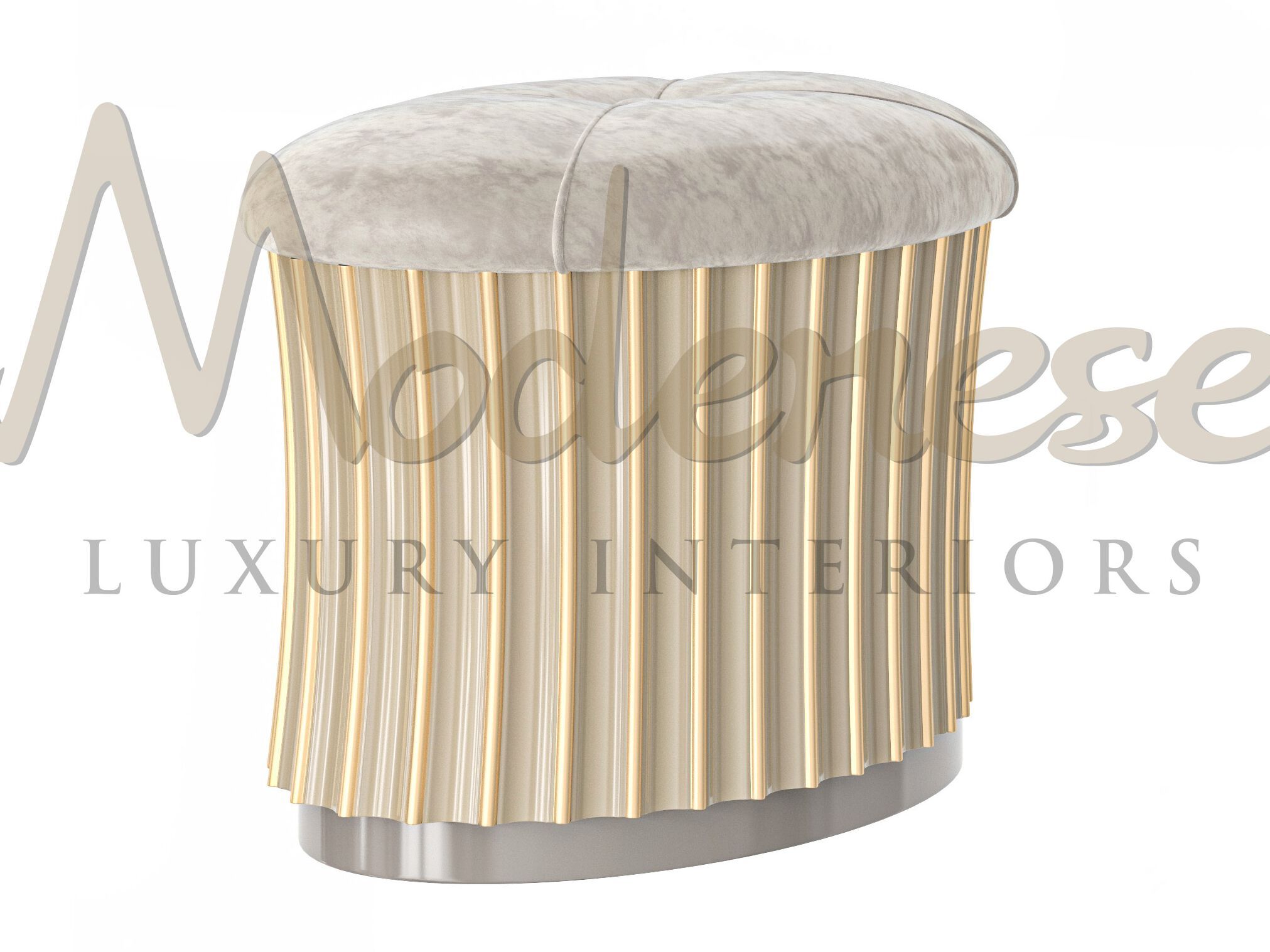 Круглый кожаный пуф Modenese Luxury Interiors ELEGANT CHARM ARCH-00131494 - Вид №1
