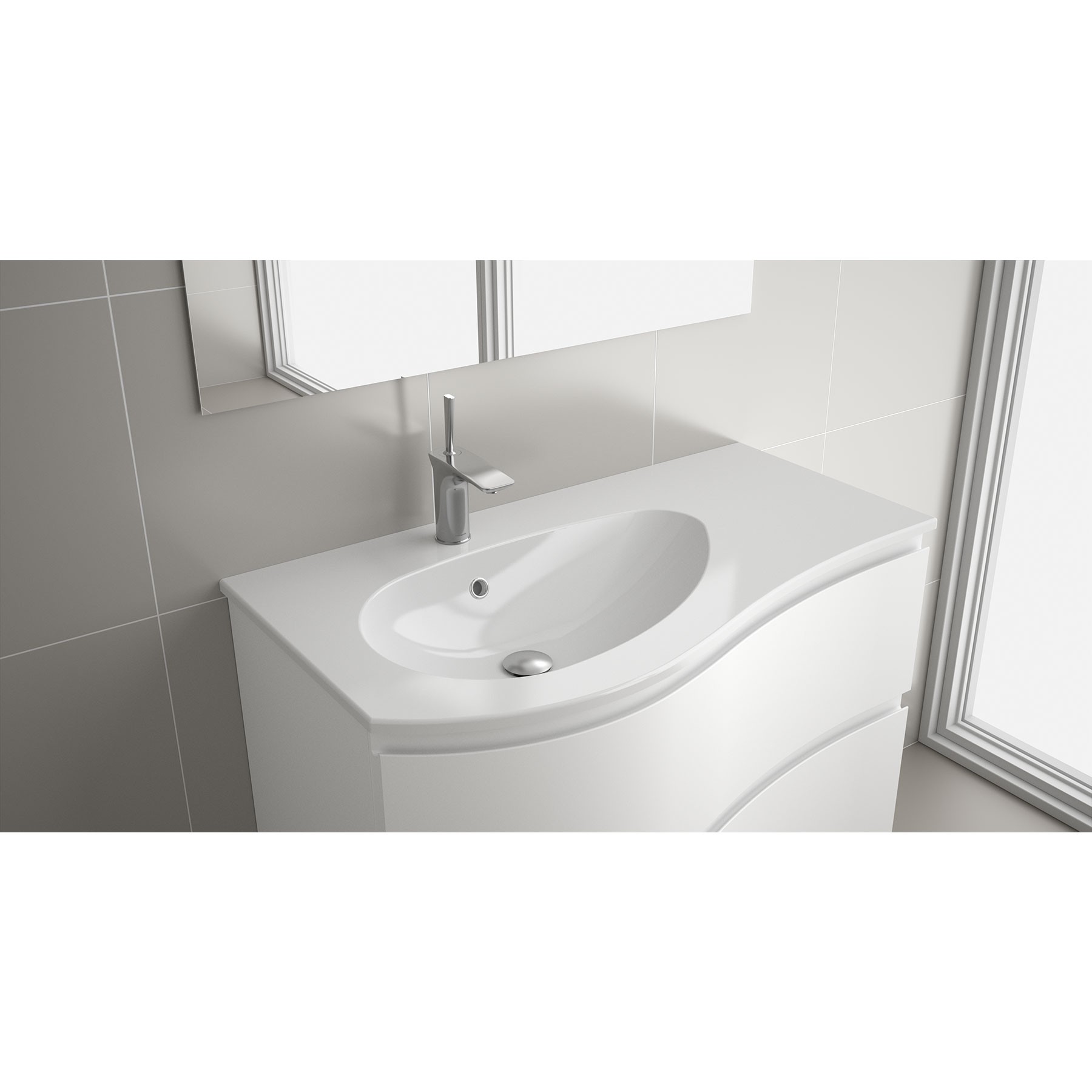 83876 SALGAR Раковина MAM 900 Тумба для хранения справа GLOSS WHITE MINERAL Загрузка без уловителя для бутылок и отходов 910 x 16 x 510 мм 