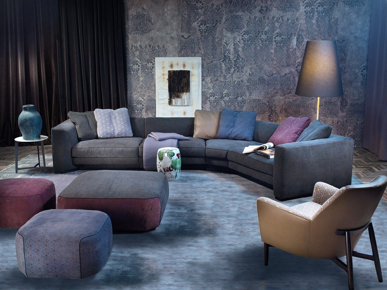 Изогнутый диван из ткани Borzalino Franklin ARCH-00033176 - Вид №5