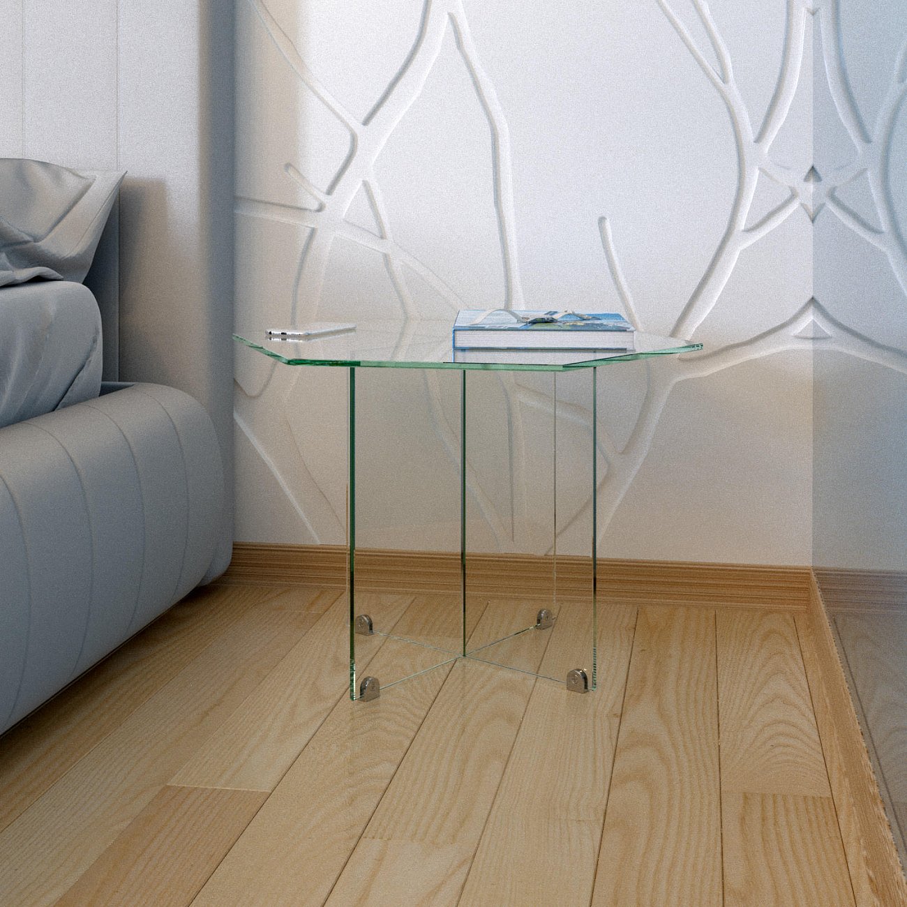 Журнальный столик стеклянный шестигранный 60 см "Изи" GRAUM  304082 Прозрачный  - Вид №6