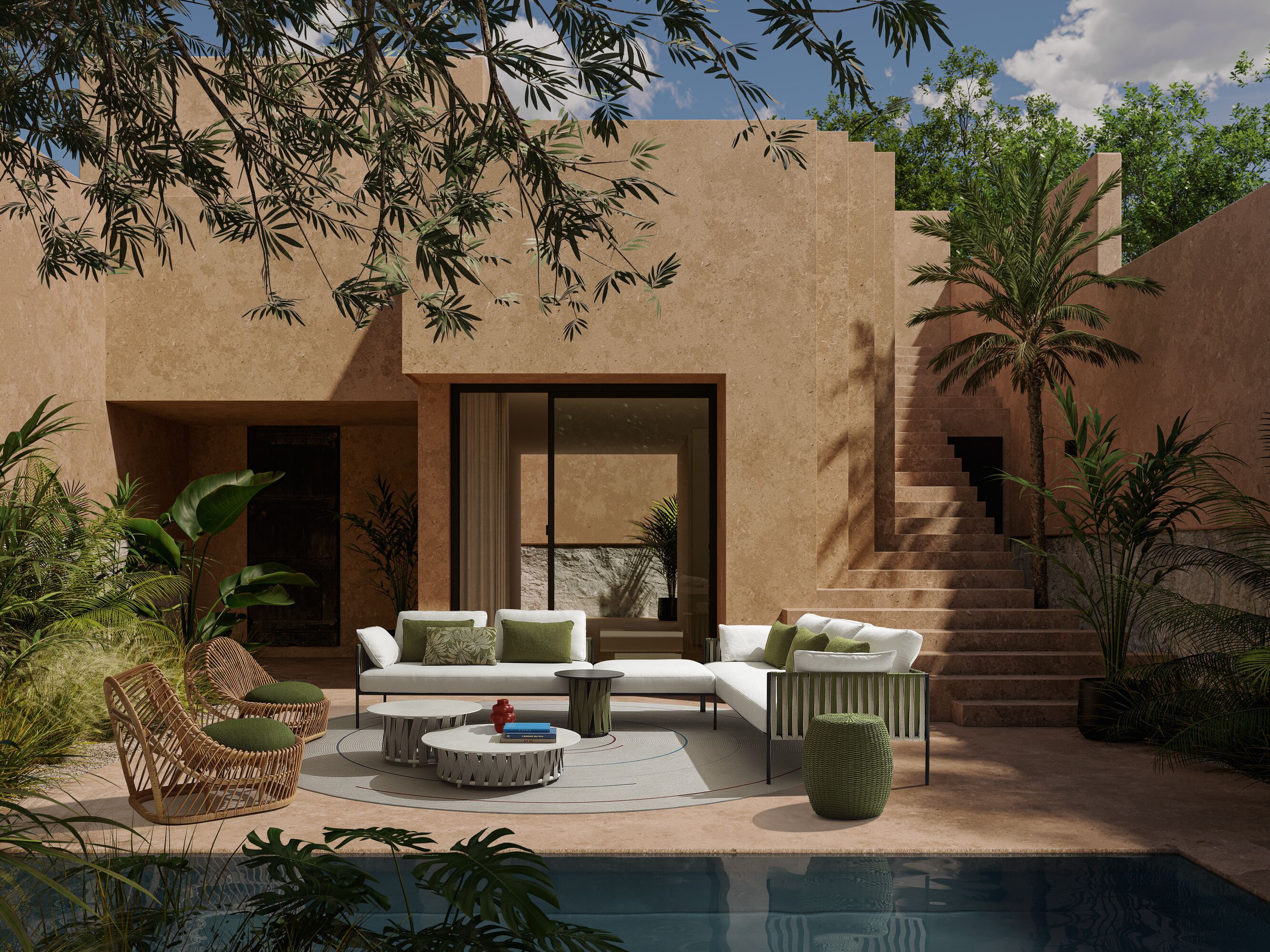 3-местный тканевый садовый диван Nodo Italia Zip ARCH-00045959 - Вид №6