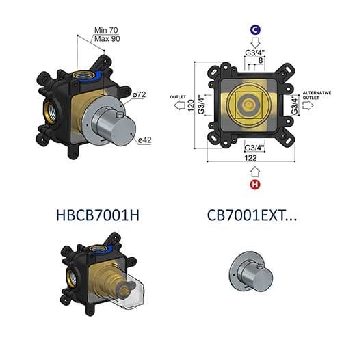 Встраиваемый однорычажный смеситель для душа Hotbath Cobber ARCH-00001040 - Вид №1