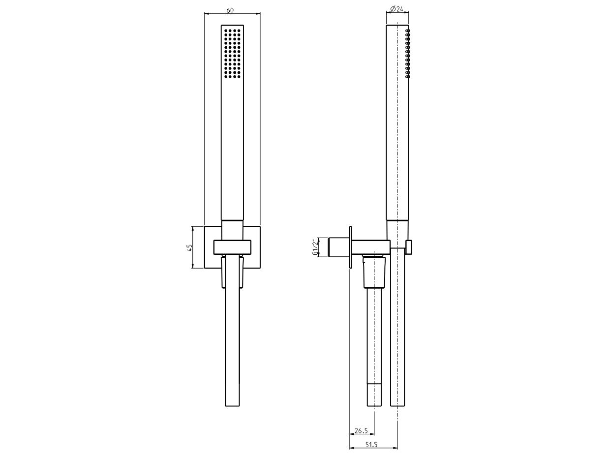 Настенный ручной душ с держателем Rubinetterie Frattini ARCH-00137832 - Вид №11