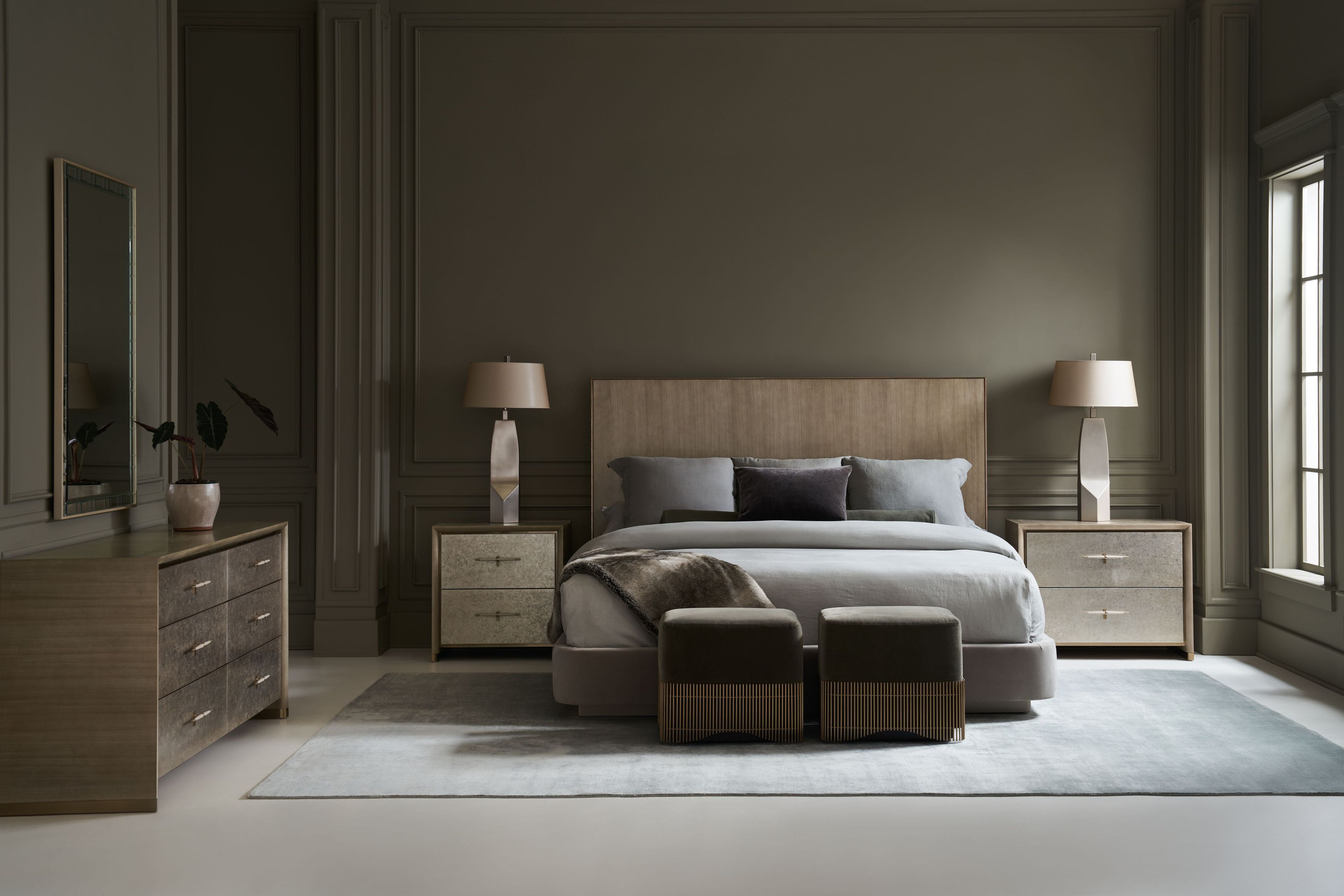 Двуспальная кровать из дерева и ткани с высоким изголовьем Caracole DREAM CHASER ARCH-00151391 - Вид №2