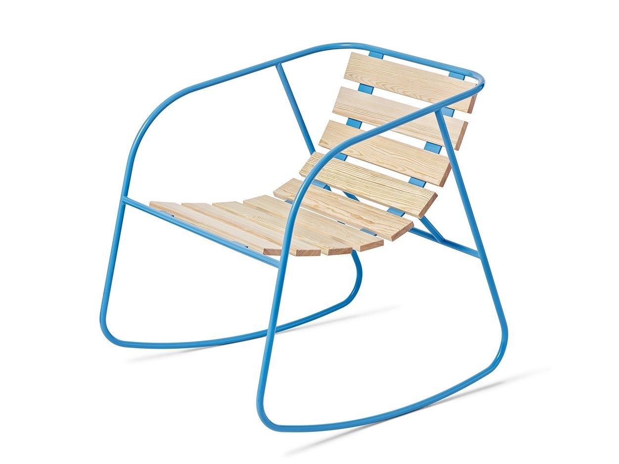 Кресло-качалка для сада из стали и дерева Nola Industrier Rocky ARCH-00020108