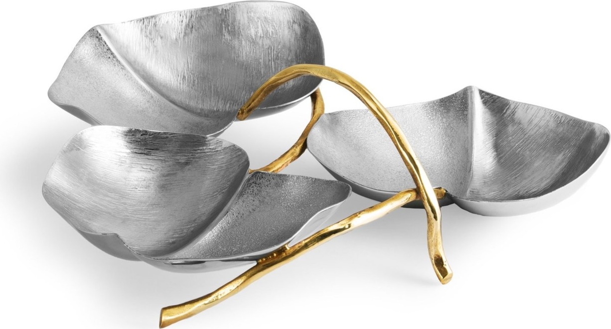 10650242 Michael Aram Менажница трехсекционная Michael Aram Кувшинки. Сады Лоди 31см Сталь нержавеющая 