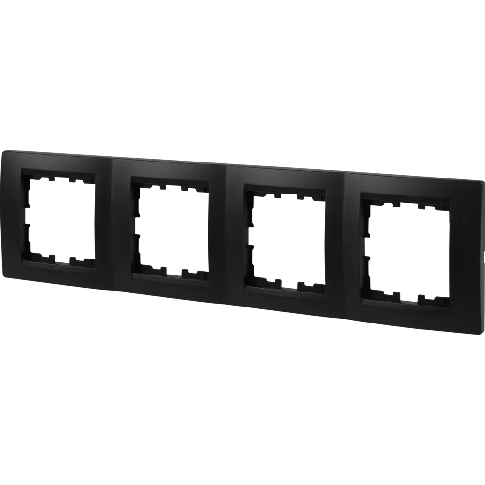 Рамка для розеток и выключателей Lezard Karina 4 поста горизонтальная цвет черный бархат STLM-2106867 - Вид №1