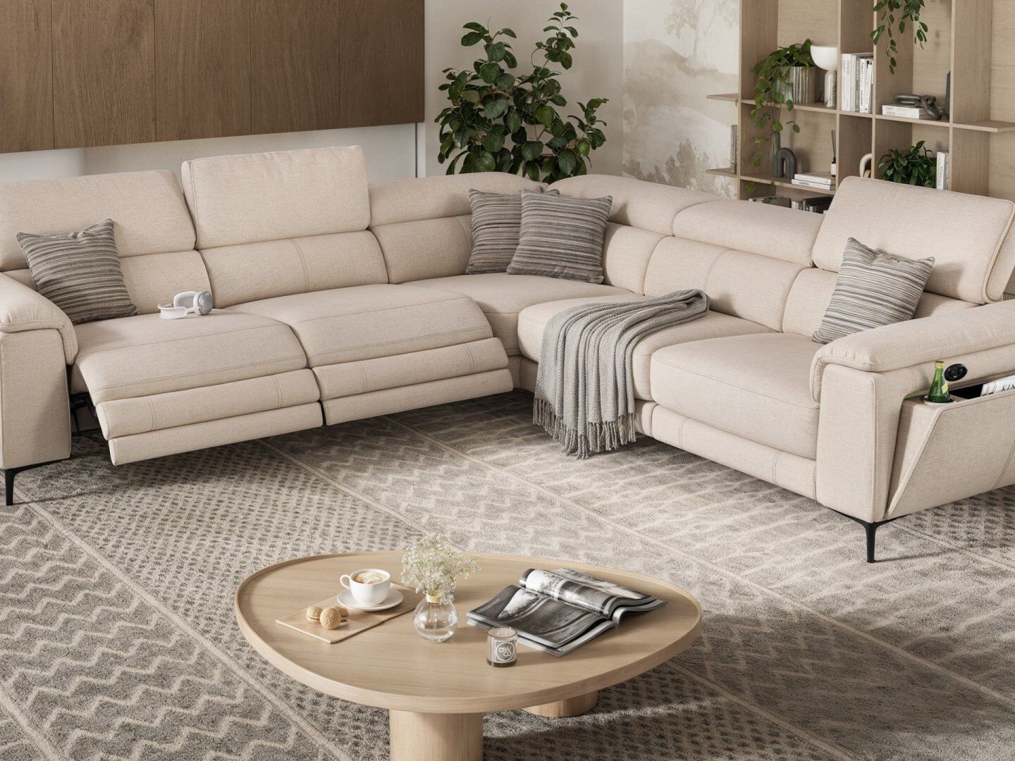 Угловой диван из ткани Sofanella морской ARCH-00100468 - Вид №3