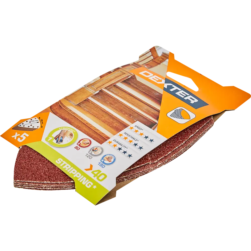 Шлифовальные листы Dexter P40 для грубой обработки дерева, 5 шт 80126253 STLM-1578686 - Вид №2