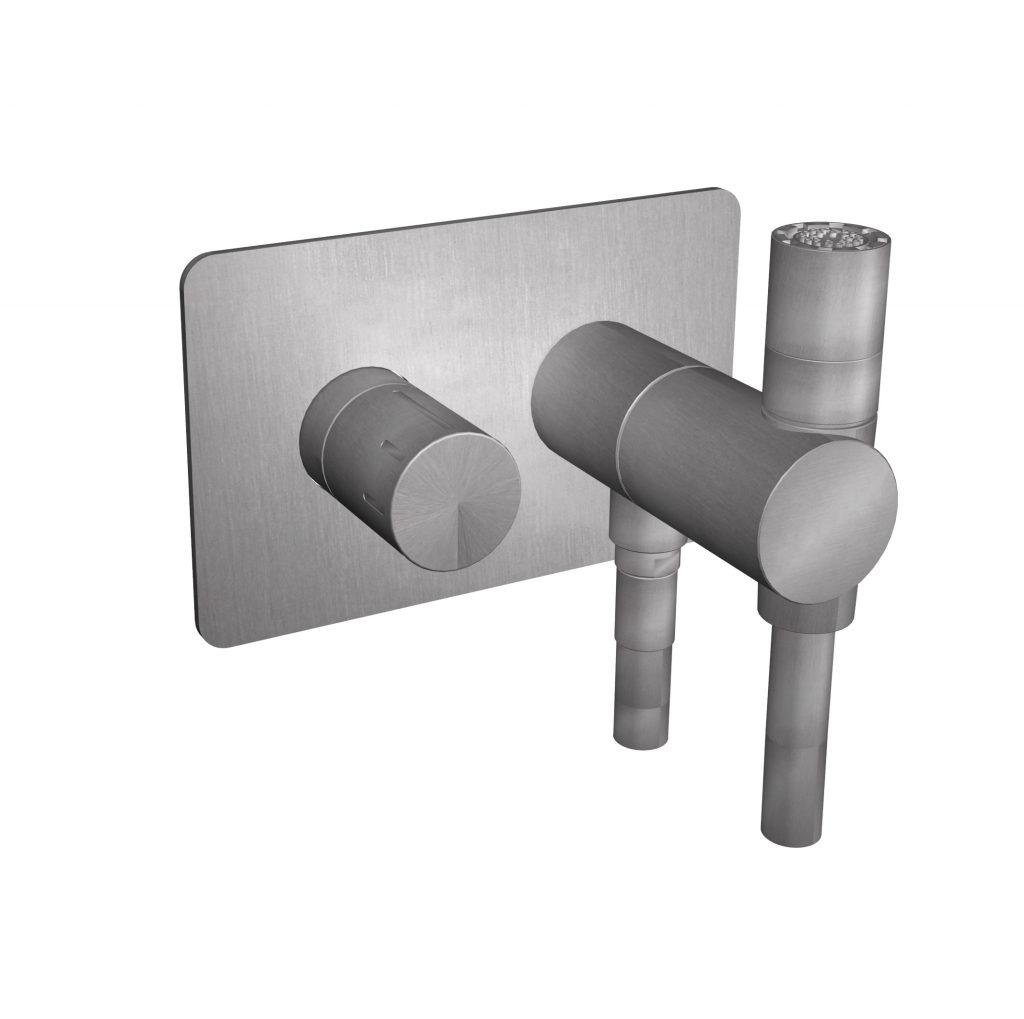 70944 INOX Термостатический смеситель из нержавеющей стали 316 с многофункциональным ручным душем как для шаттаффа, так и для гидрощеток. Bongio Wellness