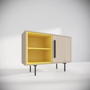 Тумба под телевизор с дверцей 80х100 см бежевая с желтым Модуль-D BRAGIN DESIGN TUBE 00-3862386 Бежевый;желтый