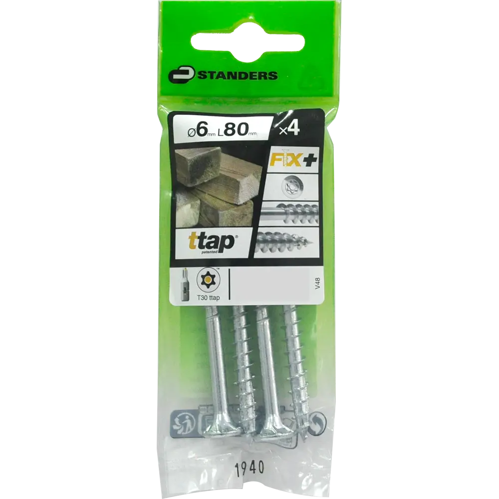 Саморезы для деревянного домостроения STANDERS T-TAP оцинкованные 6x80, 4 штук STLM-2022301 - Вид №2