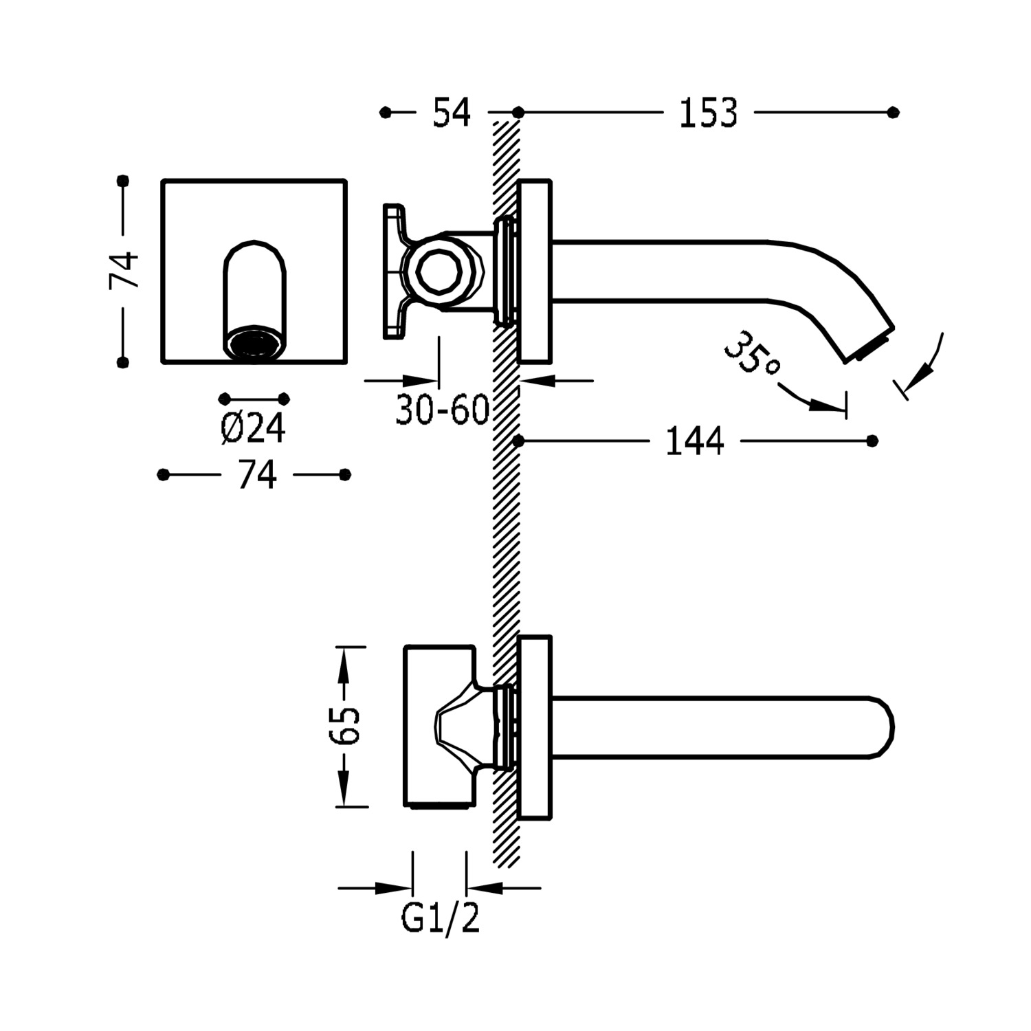 Настенный фиксированный излив-21018107 км TRES RICAMBI 21018107KM - Вид №1