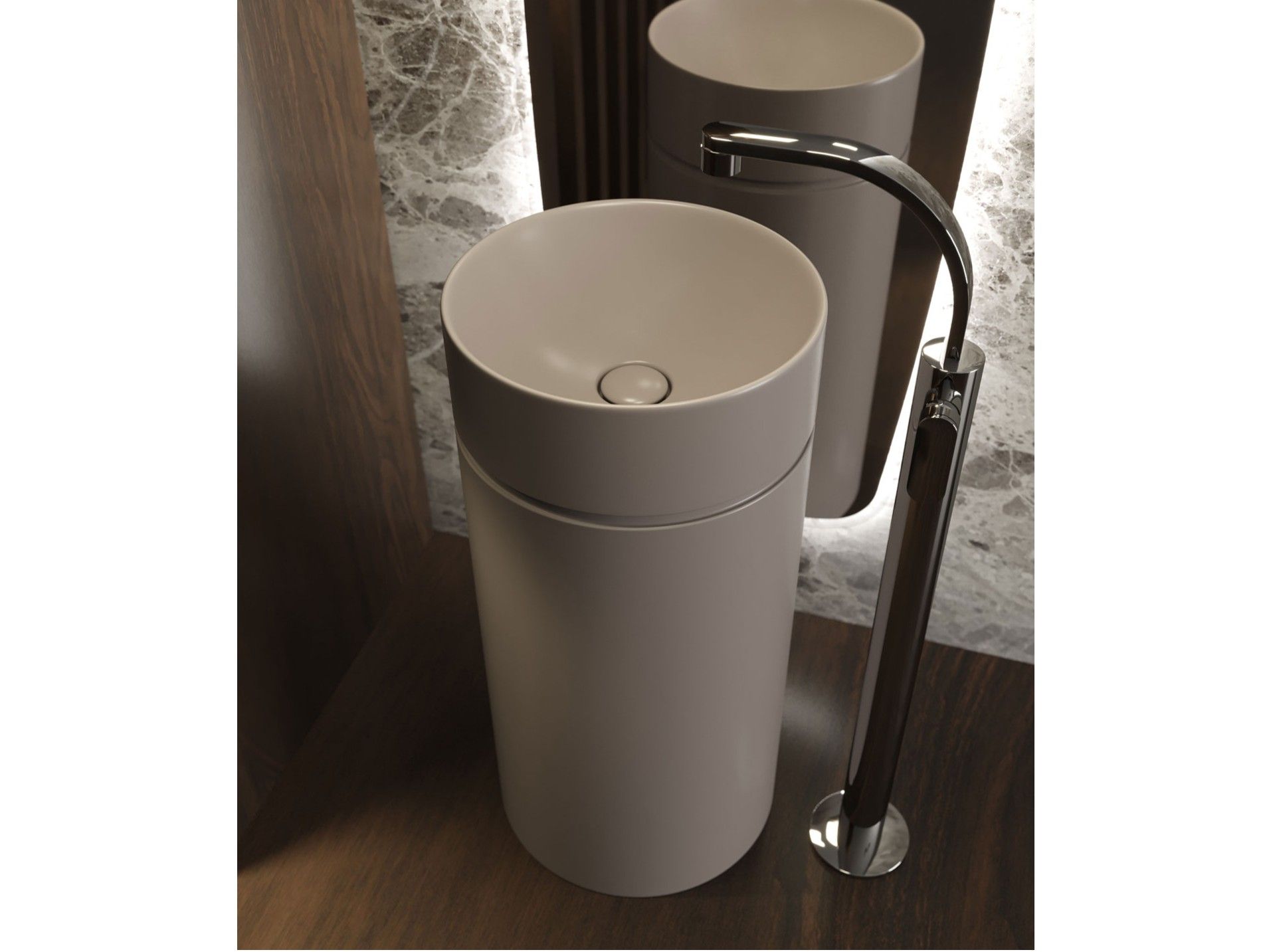 Керамическая круглая отдельно стоящая раковина Ceramica Flaminia Twin ARCH-00004569 - Вид №1