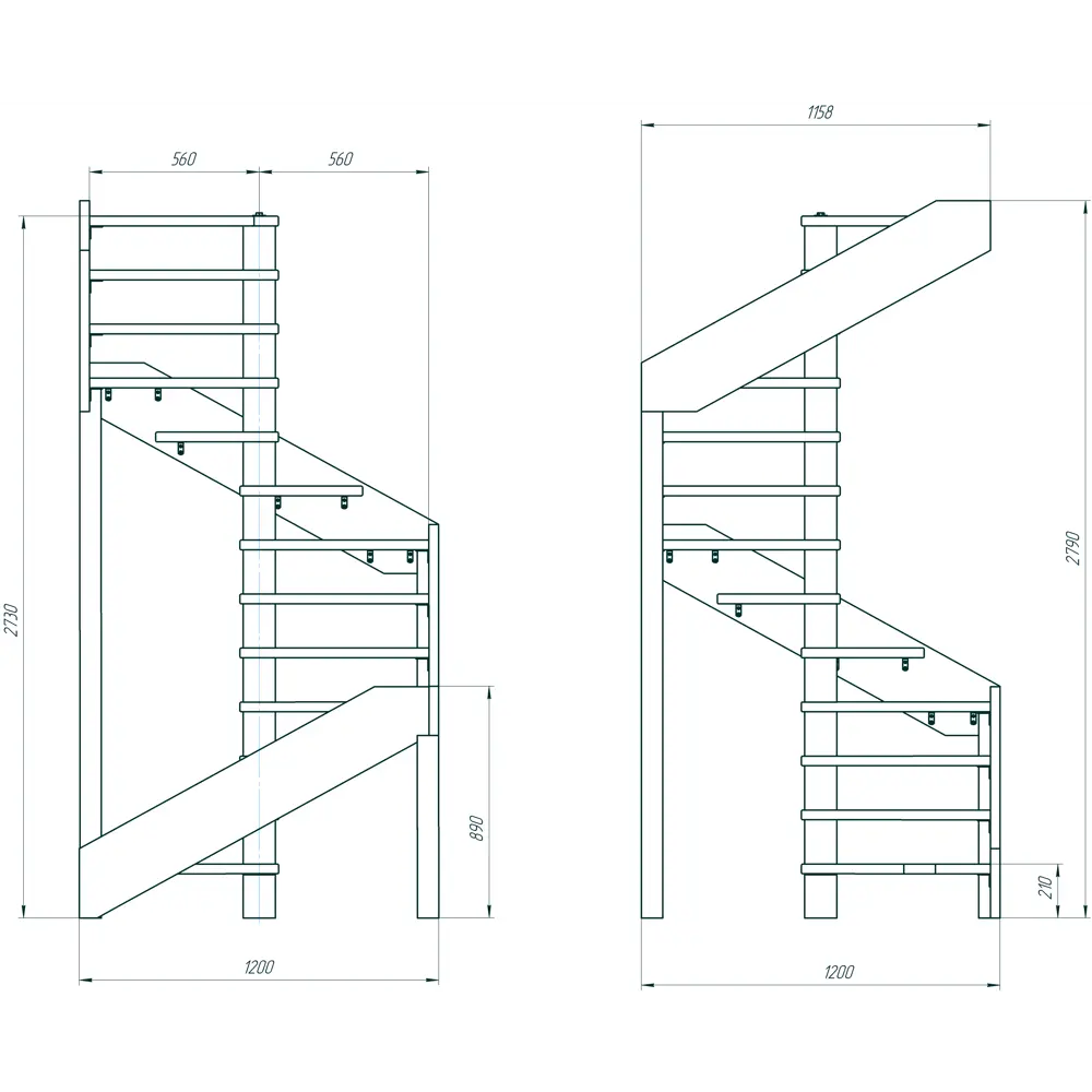Лестница винтовая ЛВ-1.2х универсальная Santreyd STLM-2011172 - Вид №2