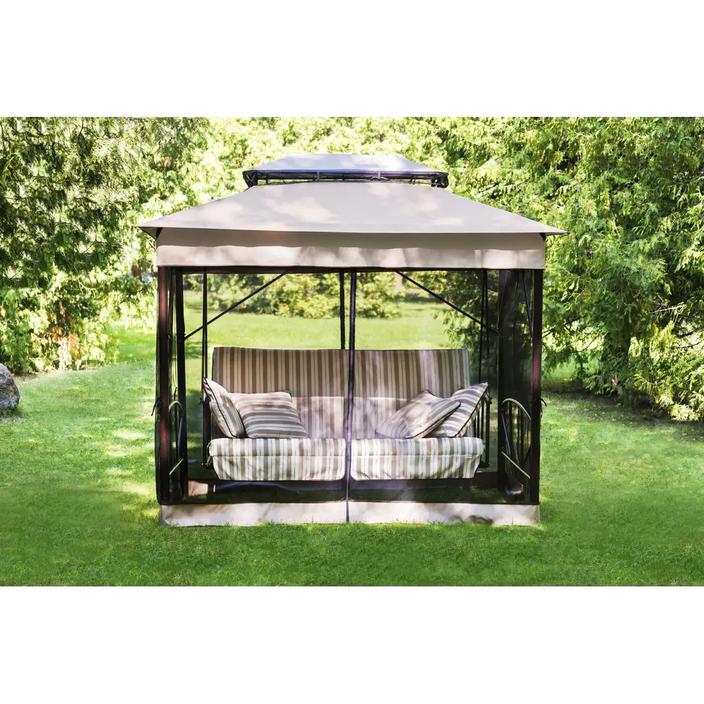 Качели-павильон садовые 4-х местные (до 280 кг) бежевый Santreyd с1027 STLM-2008852 - Вид №3