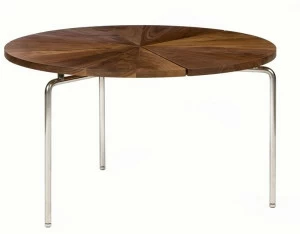 BassamFellows Круглый журнальный столик из нержавеющей стали и дерева Circular Cb-36 / cb-361